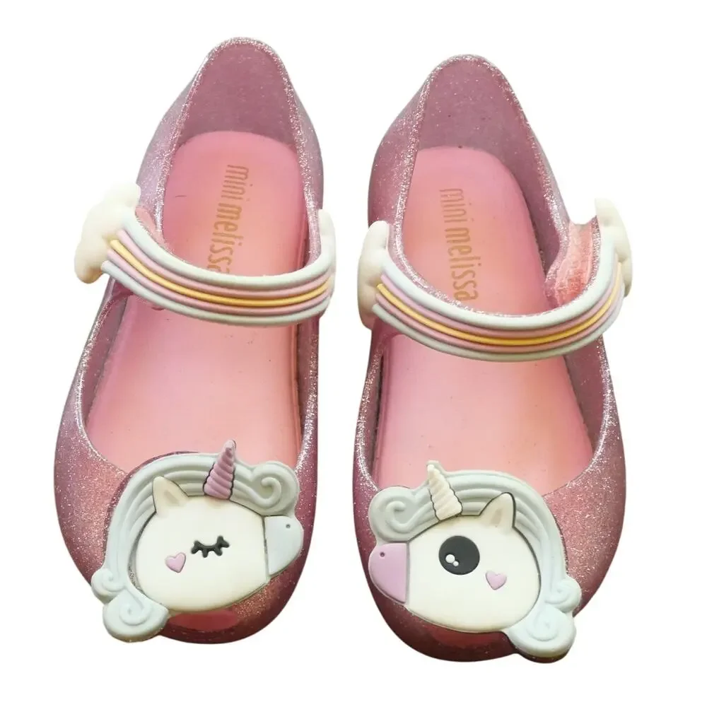 Mini Melissa Pink Glitter UNICORN Mary Jane Shoes Toddler Girls Size 6